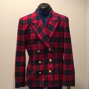 Pendleton red and green plaid blazer/ skirt suit 8